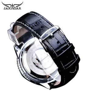 Montre-Bracelet Mécanique Automatique Homme de Luxe Jaragar AVIGATOR Series avec <span class=keywords><strong>Cadran</strong></span> 3 Aiguilles, Bracelet en Cuir Véritable <span class=keywords><strong>Noir</strong></span> – Marque de Renom - Product Image 6