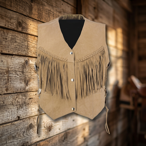 Chaleco de Cuero Genuino Estilo Motero para Mujer, Resistente al Viento, sin Cuello, con Botones Vintage y Decoraciones de Encaje, Diseño Único - Product Image 2