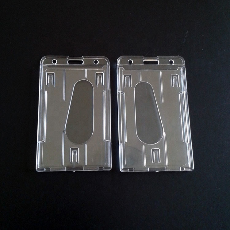 Вертикальный жесткий держатель для удостоверения личности жесткий пластик PS Материал 2 слота для карт кристально прозрачный