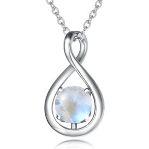 Infinity Pendant <b>Necklace</b> Sterling Silver Opal Stone Women's Fine Jewelry Anniversary Birthday Gift - Product Image 1