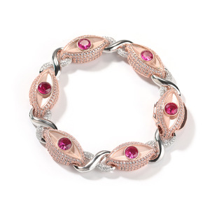 Hip Hop Gangsta Rap gioielli in ottone 5A catena zircone 13mm bracciale in pietra rossa malocchio collana personalizzata stili infiniti per gli uomini - Product Image 2
