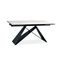 Table à manger convertible moderne de style nordique, vente en gros d'usine, 240*110*75cm, plateau en céramique aspect marbre, structure en métal noir, mobilier de salle à manger