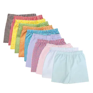 Monogram Katoen Zomer Seersucker Gingham Peuter Baby Jongens Shorts Voor Kinderen