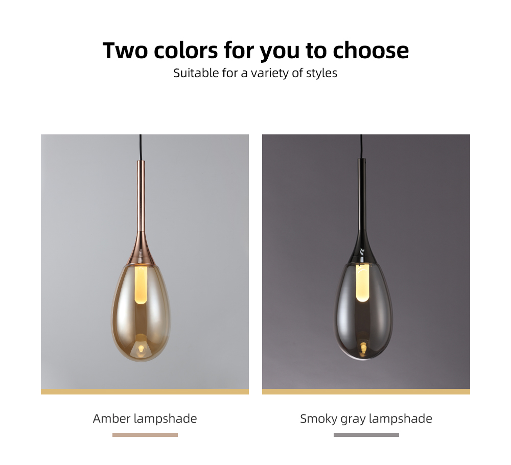 Nordic Crystal Chandelier 1-Light Bedroom Modern Linear Glass Pendant Light Dinning LED Pendant Lighting for Kitchen