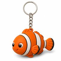 Llavero de PVC 3D en relieve al por mayor, con diseño de organismos acuáticos y peces, de goma suave y vívida, hecho a mano para mujer, ideal como adorno para bolso de uso diario.
