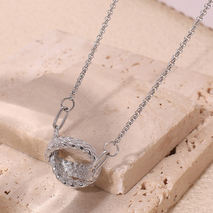 Collar de cadena para suéter de acero inoxidable con textura anudada, chapado en oro de 18 quilates, para uso diario, joyería de aleación de zinc - Product Image 2