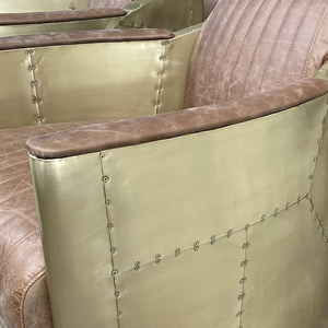 <span class=keywords><strong>Fauteuil</strong></span> <span class=keywords><strong>club</strong></span> en <span class=keywords><strong>cuir</strong></span> véritable avec revêtement en aluminium, salon, <span class=keywords><strong>fauteuil</strong></span> aviateur Tomcat - Product Image 4