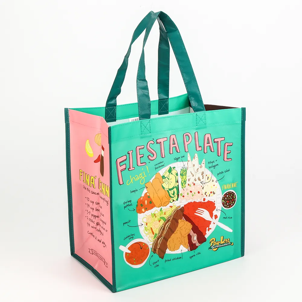 Лидер продаж, складная полипропиленовая Нетканая сумка для покупок с принтом пищевых букв