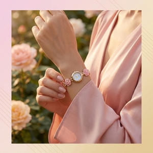 <span class=keywords><strong>Montre</strong></span>-bracelet pour <span class=keywords><strong>femme</strong></span> de style vintage, design floral personnalisé, <span class=keywords><strong>montre</strong></span>-bracelet moderne et contemporaine - Product Image 3