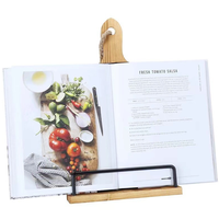 Soporte para Libros de Cocina de Madera de Pino con Sujeta Páginas de Metal, Soporte de Lectura para Tabletas en la Encimera de la Cocina, OEM