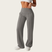 Pantalon de yoga taille haute à séchage rapide, effet push-up, coupe ajustée, jambe large évasée