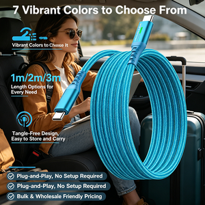 Câble <span class=keywords><strong>de</strong></span> <span class=keywords><strong>charge</strong></span> rapide USB C vers USB C 240W 6A 480 Mbps en nylon, compatible avec <span class=keywords><strong>iPhone</strong></span> 15 17 Pro Max Samsung, testé pour plus <span class=keywords><strong>de</strong></span> 10 000 plisures <span class=keywords><strong>de</strong></span> flexion - Product Image 1