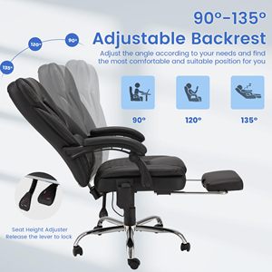 <span class=keywords><strong>Silla</strong></span> Giratoria de Cuero Negra Moderna Personalizada con Respaldo Alto para el Hogar, <span class=keywords><strong>Silla</strong></span> de Oficina Ejecutiva con Soporte Lumbar y Masaje, Capacidad de 400 lb - Product Image 6