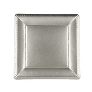 New Design Square Shaped Metal Charger Plate For Wedding And Party Dinnerware Silver Plated Farmhouse Decor Servi Plate