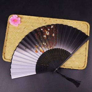 Wholesale Custom Eco-Friendly Bamboo Folding Paper <b>Fan</b> Printed Fabric <b>Hand</b> <b>Fan</b> with Carved Flower Painting Promotion Gift Favors - Product Image 2