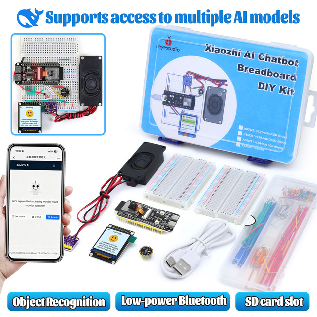 Keyestudio ESP32 S3 Xiaozhi Ai Chatbot with Camera DIY AI Programming Learning Kit Supports Access to Multiple Al Models