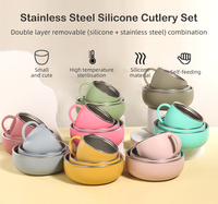 Ensemble de vaisselle pour bébé en silicone sans BPA, personnalisé, imperméable, avec assiette à ventouse, bol, cuillère, fourchette, de qualité alimentaire