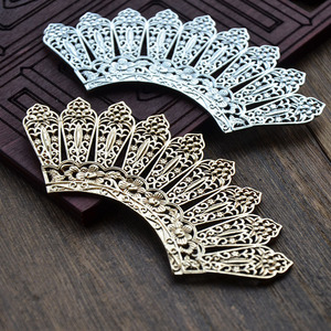 Couronne de fleurs creuses en cuivre 37x92mm plaqué or et argent, accessoire de mariage DIY - Product Image 2