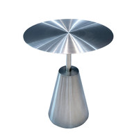 Table basse ronde en acier inoxydable minimaliste moderne, style industriel, avec base conique, pour café