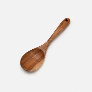 Wooden Kitchen Utensil Mixing Rice Salad Long Handle Dessert Condiment Sugar Spice Tableware Wood Salad Spoons For Cooking