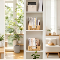 Ensemble de paniers de rangement en jacinthe d'eau tressés à la main, bacs organisateurs en osier naturel avec poignées pour chambre et salon