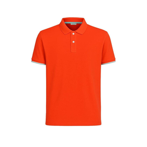 Chemise polo pour homme, couleur unie, manches courtes, tissu tissé, col boutonné, coupe classique, vêtements décontractés à la mode - Product Image 1