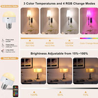 Ampoule LED RGB rechargeable avec télécommande tactile, E14/E27, certifiée CE, 3 couleurs, USB-C, sans fil, intelligente, pour hôtel