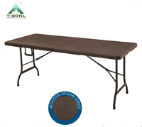 Table pliante en plastique d'extérieur de nouveau style avec design en bambou