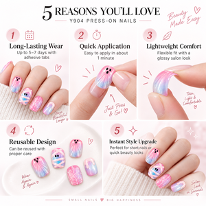 Ongles à presser de luxe Halloween, motif chat fantôme mignon, couverture complète, faux ongles, toile d'araignée en forme de cœur, mummy rose, venin doux pour fille - Product Image 3