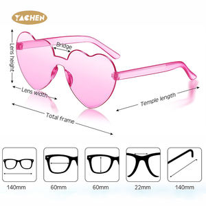 YACHEN批发时尚爱心心形无框派对太阳镜透明糖果色眼镜派对女性眼镜 - Product Image 3