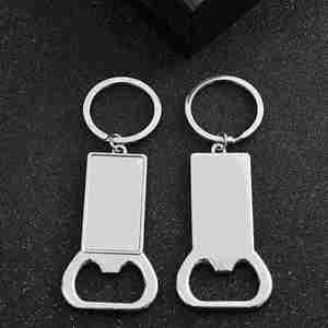 Sublimation Wine Beer Bottle Opener Keychain Bottle Opener <b>Custom</b> Logo Zinc Alloy Metal Photo Keychain for Kitchen and Parties - Product Image 2