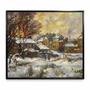 B&C ART Dipinto a Olio Impressionista di Claude Monet Personalizzato e Dipinto a Mano, Ecologico, su Tela, Paesaggio Invernale con Tramonto e Neve - Product Image 2