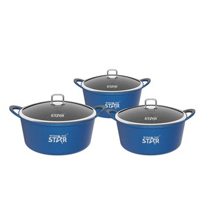 Winningstar 3-Piece Cookware <b>Set</b> Blue Non-Stick <b>Pots</b> For Frying Boiling Hot <b>Pot</b> Use - Product Image 5