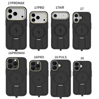 Coque de Téléphone Laudtec de Luxe en Cuir PU pour iPhone 17 Air avec Support et Trou de Caméra Métallique, Étui pour iPhone 16 Pro