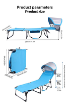 Chaise longue de plage pliable portable avec trou pour le visage, auvent détachable et oreiller en U pour le bronzage en extérieur