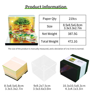 <span class=keywords><strong>Bloc</strong></span>-notes 3D Magic Tree Island, sculpture artistique en forme de fleur de mer, cube de papier, lumière LED, décoration de bureau esthétique, <span class=keywords><strong>bloc</strong></span>-notes calendrier 2027 - Product Image 6