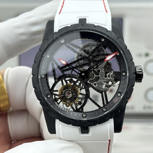 Reloj Mecánico de Lujo de Alta Gama, <span class=keywords><strong>Serie</strong></span> King, con Tourbillon Hueco de Fibra de Carbono, Correa <span class=keywords><strong>Blanca</strong></span>, para Hombre, para el Día a Día - Product Image 1