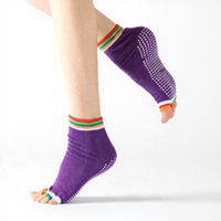 Chaussettes de yoga courtes à bout ouvert pour femmes, antidérapantes avec points de grip, en stock usine, vente en gros