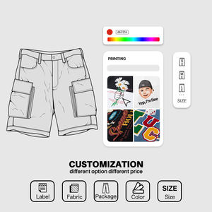 Ropa de calle personalizada, pantalones cortos bordados de chenilla desgastados con lavado ácido de algodón de rizo francés desteñido al sol Vintage para hombres - Product Image 5