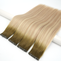 Extensions de cheveux en trame plate à cuticules alignées, marque privée, qualité salon européenne, cheveux vierges Remy double drawn, vente en gros