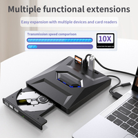 Unidad de DVD Externa TISHRIC, Grabadora y Lectora de CD/DVD, Tipo C/USB3.0, Reproductor Externo de CD y DVD, Compatible con Lector de Tarjetas Tipo C USB SD TF