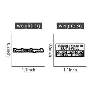 Spille Smaltate 'Libertà di Espressione' con Citazione 'Disapprovo Ciò Che Dici', Distintivo da Bavero, Gioiello Regalo, Vendita all'Ingrosso - Product Image 6