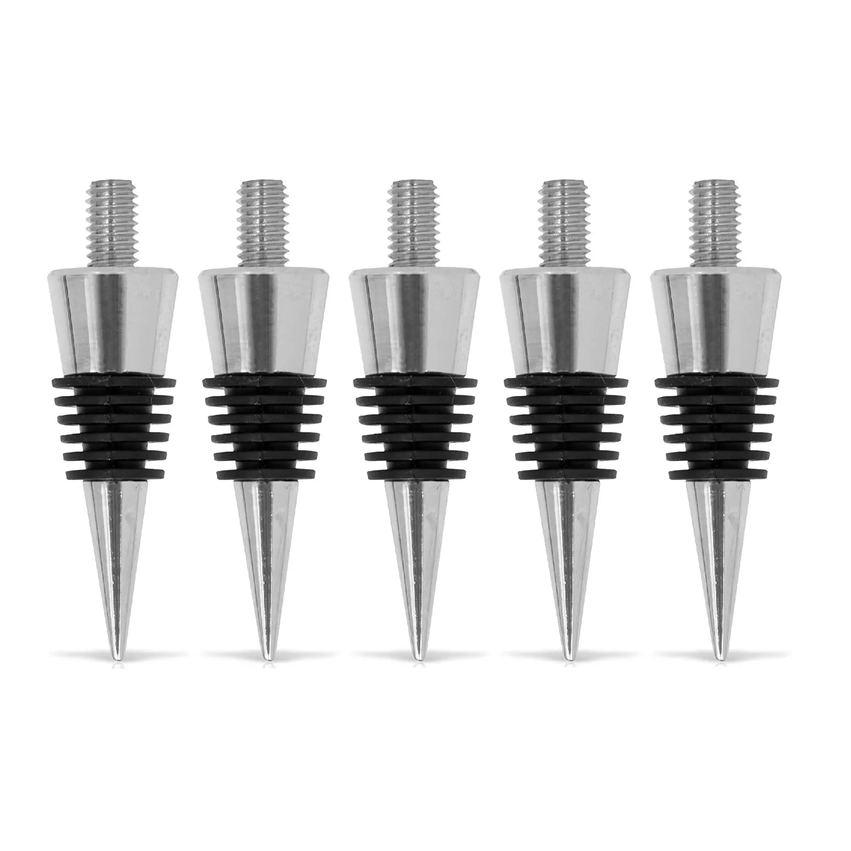 Classic Chrome Cone Shape tpi Threaded Post Bottle Stopper Kits with Black Rubber Stop for Lathe Turned Handles