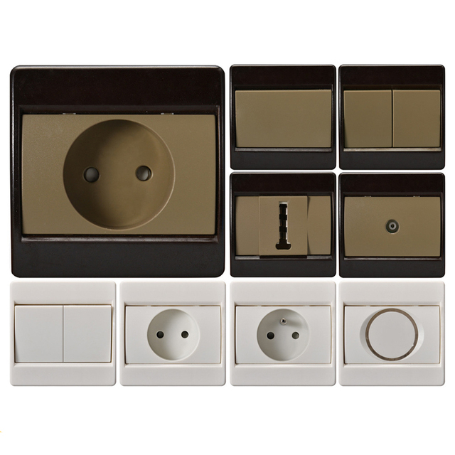 Wall Mounted 16A Switch Socket French Standard European Style Household Wall Panel Household Commercial Wall Switch