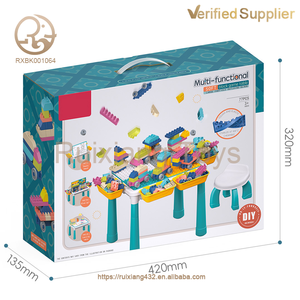 Mesa de bloques de construcción para niños, 77 piezas, juego de bloques de construcción, rompecabezas multifuncional, mesa para niños - Product Image 6