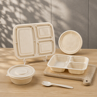 Fournisseur de boîtes à lunch depuis 20 ans, grande boîte à lunch jetable à 3 compartiments, dégradable, personnalisable, Guangdong, anti-fuite d'huile, utilisable au micro-ondes