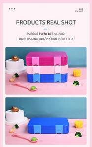 Aohea Boîte à lunch portable personnalisée pour enfants, ensemble de boîtes à lunch en plastique pour l'école, les tout-petits, les enfants, boîtes à lunch <span class=keywords><strong>bento</strong></span> anti-fuite pour enfants - Product Image 2