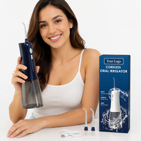Hydropulseur dentaire portable sans fil rechargeable USB avec logo personnalisé pour usage domestique et hôtelier, en plastique