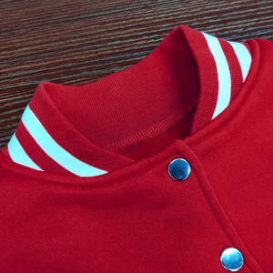 Women's 380 Gsm Baseball Fleece Cropped <b>Jacket</b> <b>Long</b> Sleeve Button Stand Collar PU <b>Leather</b> Custom Logo Printing for Autumn - Product Image 5