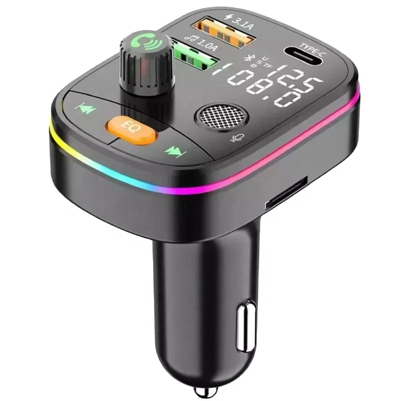 Dual Screen 2 USB Type C PD Charger Handsfree Wireless radio Car Mp3 Player Fm Transmitter mp3 player bluetooth for car